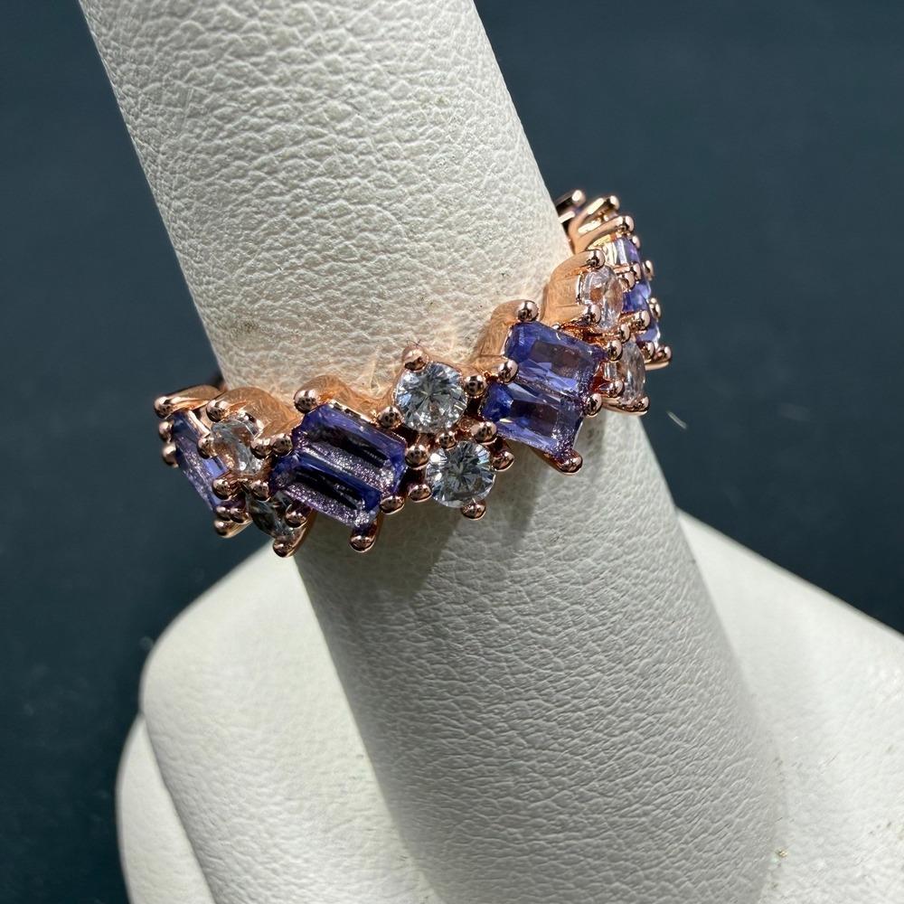 Bomb Party A Band of Wonder Size 6 Ring Light Tanzinite CZ Rose‎ Gold Plated